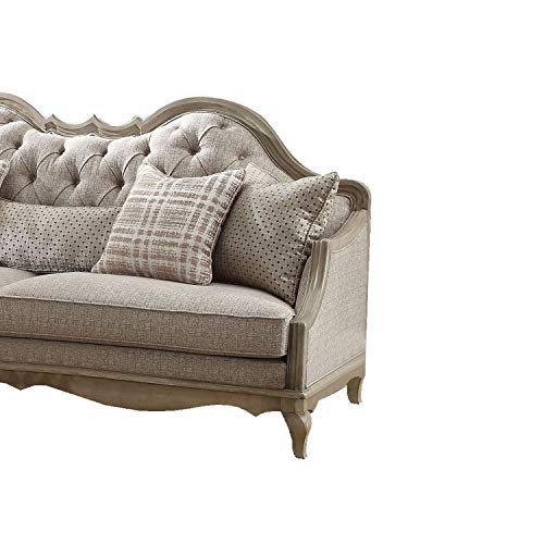 Benzara Classic Wooden 5 Pillows Sofa, Brown