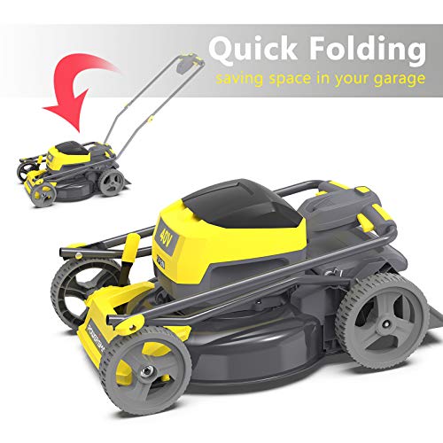 PowerSmart Lawn Mower, 17-inch Push Cordless Lawn Mower, 40V 4Ah Electric Powered Lawn Mower with 2800 RPM, 5 Adjustable Heights (1.18''-3.0'' ), Battery & Charger Included, PS76417