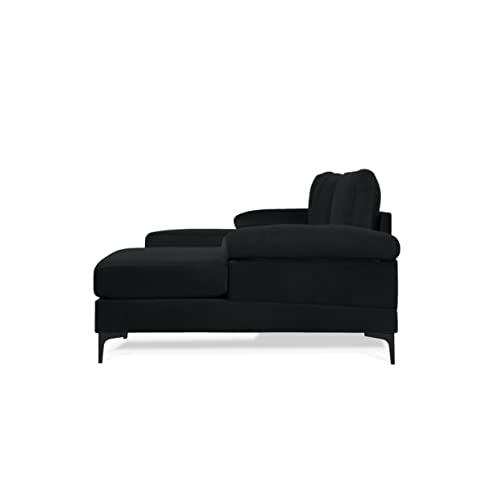 Casa Andrea Milano Modern Large Velvet Fabric U-Shape Sectional Sofa with Black Legs, Double Extra Wide Chaise Lounge Couch