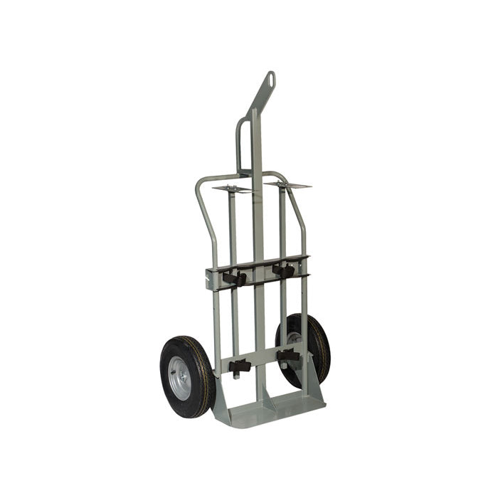 Justrite Double Cylinder Hand Truck With Hoist Ring, 16 Inch Pneumatic Wheels