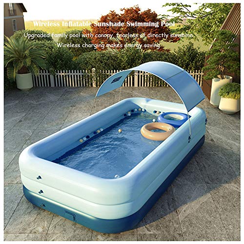 Itopfox Inflatable Swimming Pool with Canopy - Family Pool with Sunshade Canopy for Kids & Adults Suitable for Backyard/Garden/Patio Summer Water Play Party 260x160x68CM(Blue)
