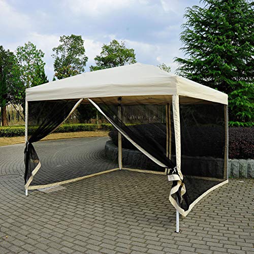 10'x10' Outdoor Pop Up Party Tent Patio Gazebo Canopy Mosquito Net Shade Tan