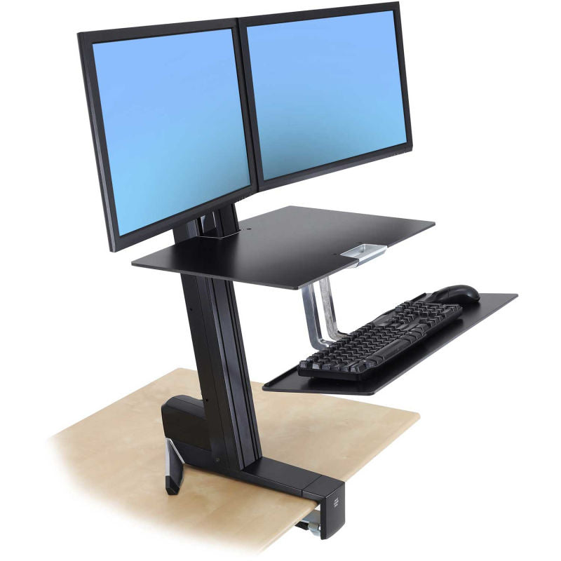 Ergotron® WorkFit-S Dual Workstation with Worksurface and Keyboard Tray