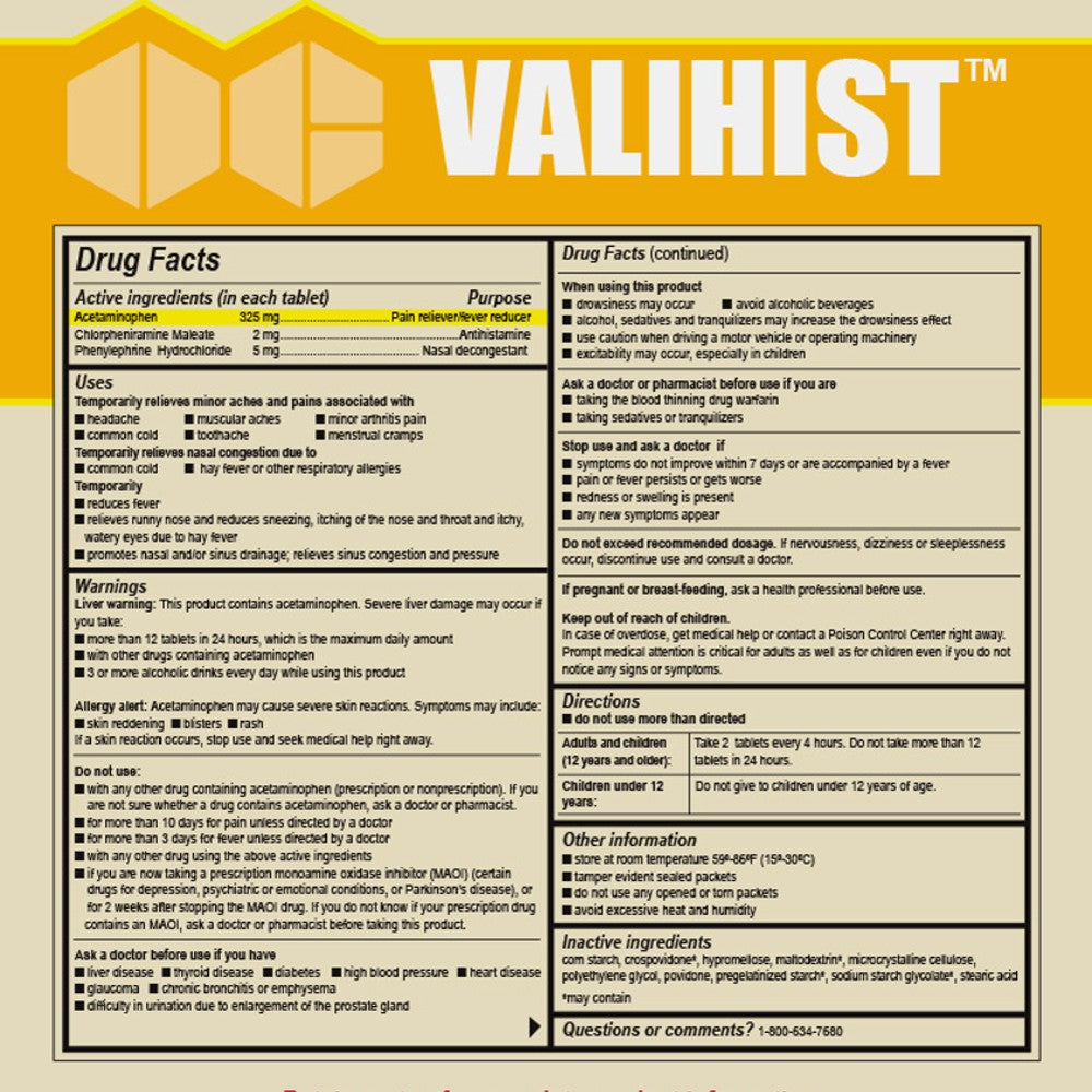 Medique Valihist Colds & Hay Fever Tablets - (150x2/box - 18 - Boxes)