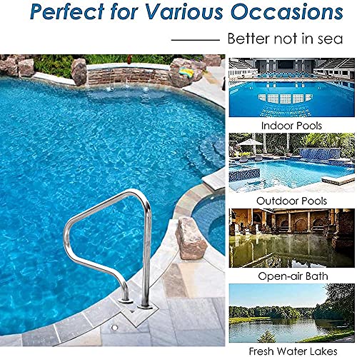 Fubas-Bar stool Swimming Pool Handrail Flange Quick Mount Base, Stainless Steel Pool Slides 80×27×80cm,for Inground Pools,SPA