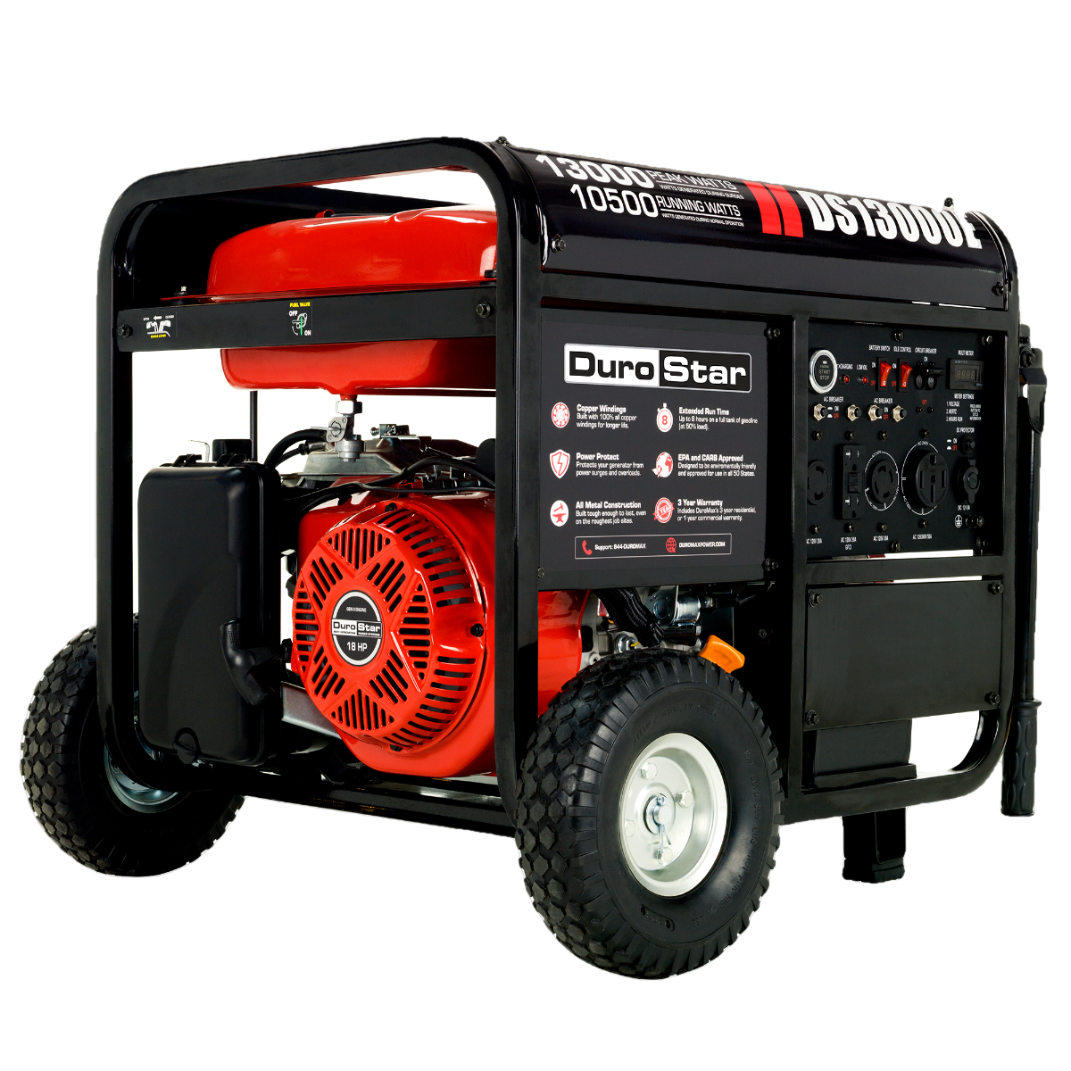 DuroMax / DuroStar DS13000E 10500W/13000W Electric Start Gas Generator New (Red Version of XP13000E)