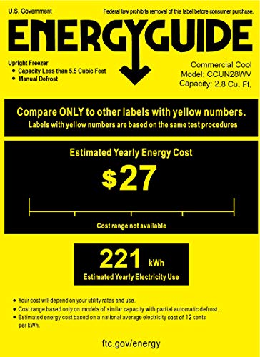 Commercial Cool CCUN28WV Upright Freezer