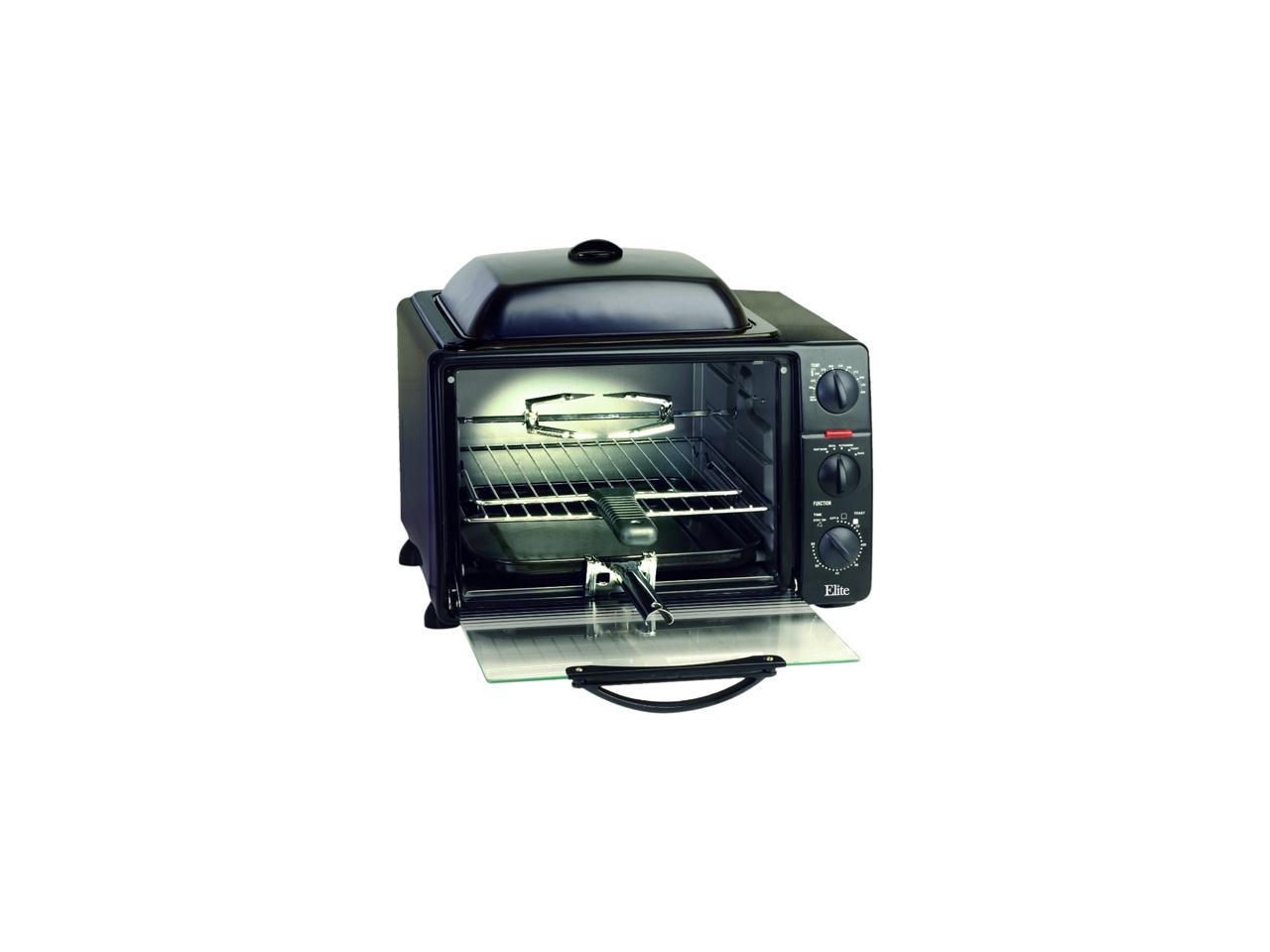 6 Slice Toaster Oven Broiler w/ Rotisserie, Grill & Griddle, Black ERO-2008S