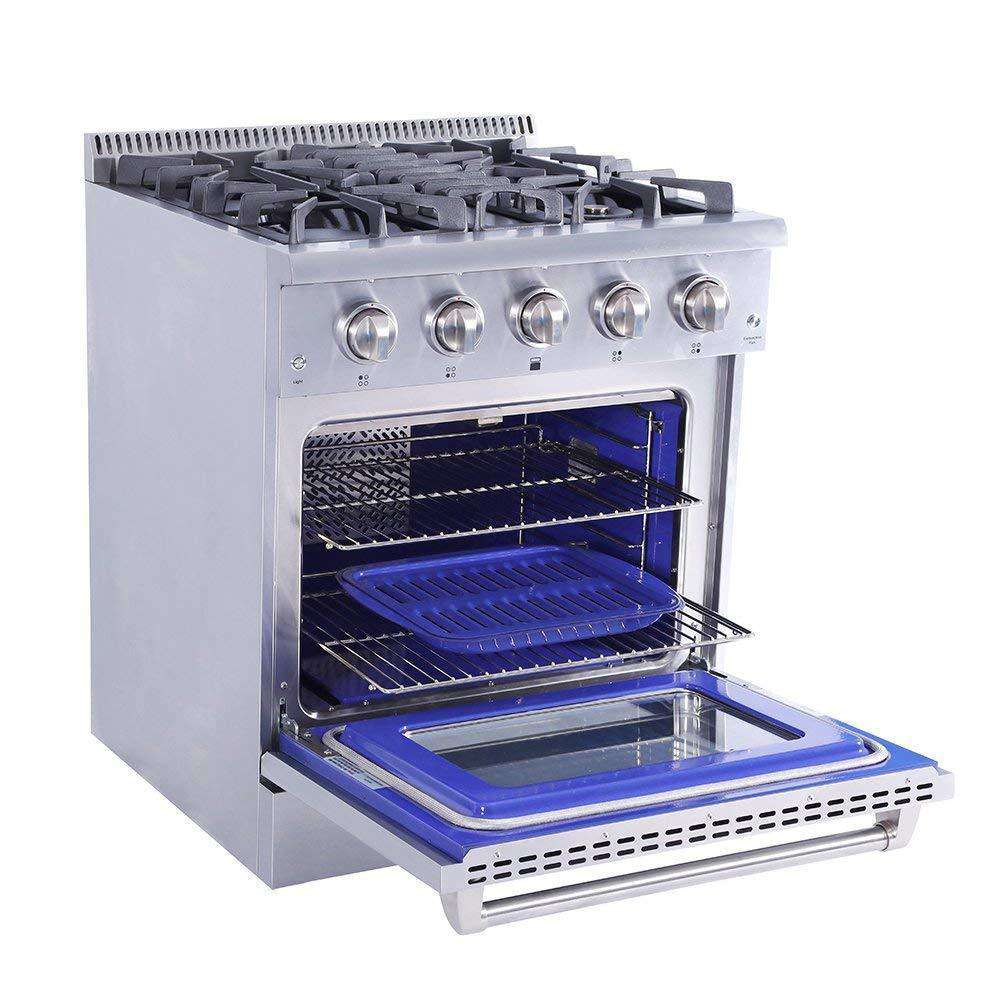 Thor Kitchen HRG3080U 30 in. Professional Gas Range Oven 4 Burners Blue Porcelain Interior Stainless Steel New