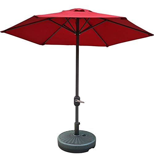ZAQI Red Parasols for Outdoor Patio Garden, 2m Small Waterproof Fade Resistant Table Umbrella with 6 Steel Ribs/Crank (Size : Umbrella+Base)