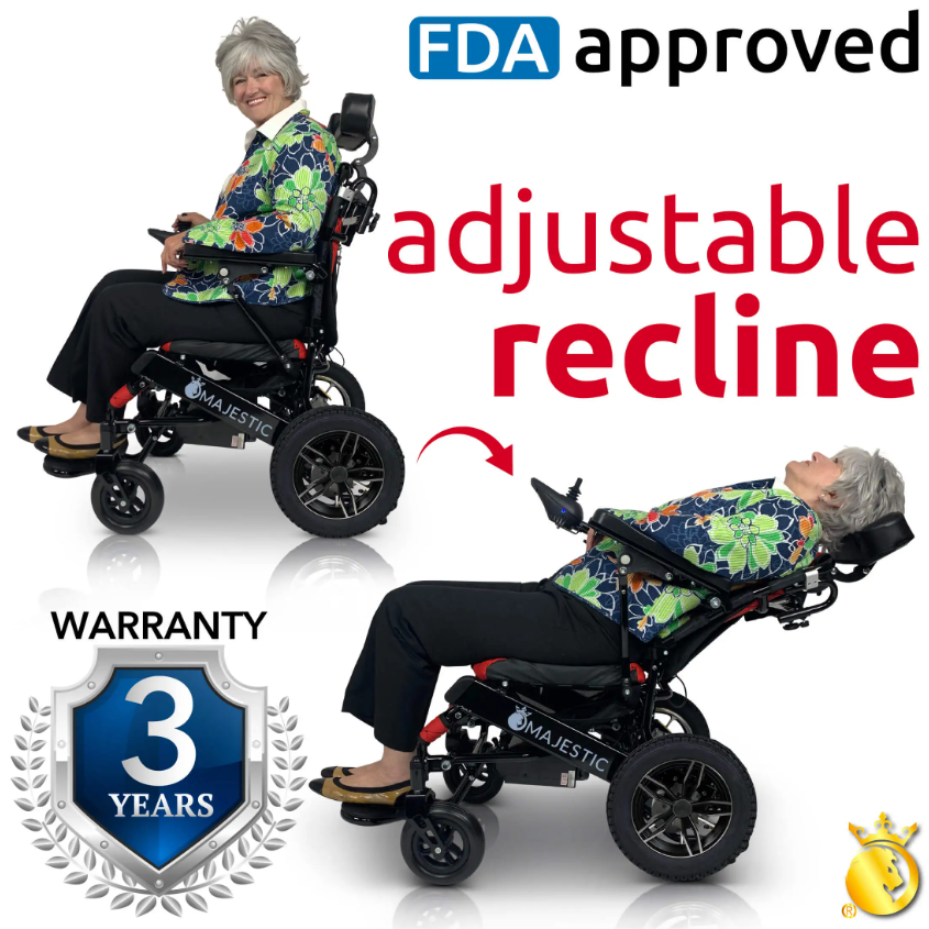 ComfyGO IQ-8000 Majestic 17.5 Inch Wide Seat Remote Controlled Travel Folding Electric Wheelchair With Recline New