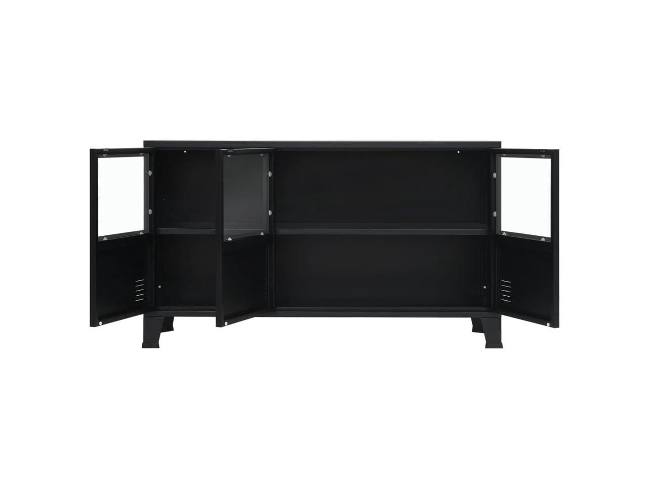 vidaXL Sideboard Metal Industrial Style Black Storage Cabinet Console Case