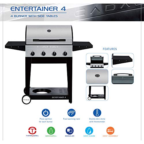 Cadac 98251-41G01-US Stainless 98251-41G01 Entertainer 4 Propane Gas BBQ Grill, Steel, 4 Burner