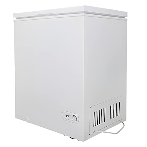 5.0 Cubic Feet Chest Freezer Single Door Horizontal Freezer Free Standing Top open Door Compact Freezer with Adjustable Temperature for Home Kitchen Office Bar (white, 27.32 x 21.77 x 32.91 inches)