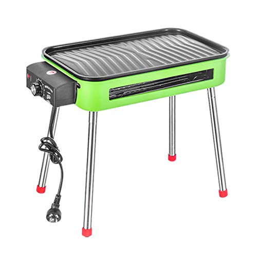 Charcoal Grill Indoor Outdoor Electric Carbon Barbecue Grill Electric BBQ Smokeless Grill with Legs 1800W Adjustable Thermostat Removable Washable Plates, 18.5