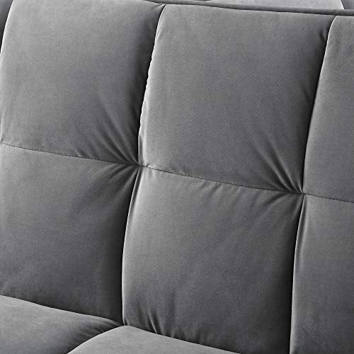 Loft Lyfe Velvet Sofa Bed - Grey | Design: James | Convertible | Tufted | 85