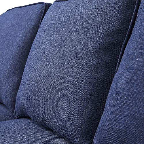 Serta Harmon Square Arm Reversible Sectional Sofa Living Room, Modern L-Shaped 3 Seat Fabric Couch, Dark Blue