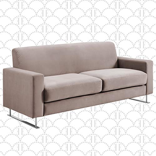 Elle Decor Baylie Mid-Century Modern Sofa with Chrome Sleigh Legs, Accent Living Room Couch with Plush Upholstery, Easy to Assemble, 80