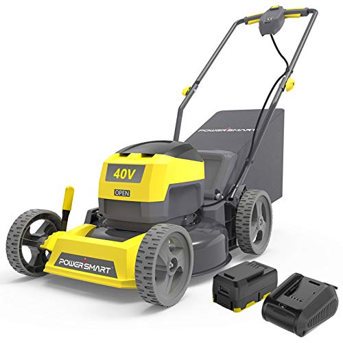 PowerSmart Lawn Mower, 17-inch Push Cordless Lawn Mower, 40V 4Ah Electric Powered Lawn Mower with 2800 RPM, 5 Adjustable Heights (1.18''-3.0'' ), Battery & Charger Included, PS76417