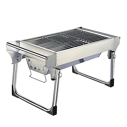 HYAN Barbecue Grill Barbecue Grill, Charcoal Grill Portable Folding BBQ Grill Barbecue Outdoor Stainless Steel Smoker BBQ for Picnic Garden Terrace Camping Travel Barbecue Shelves