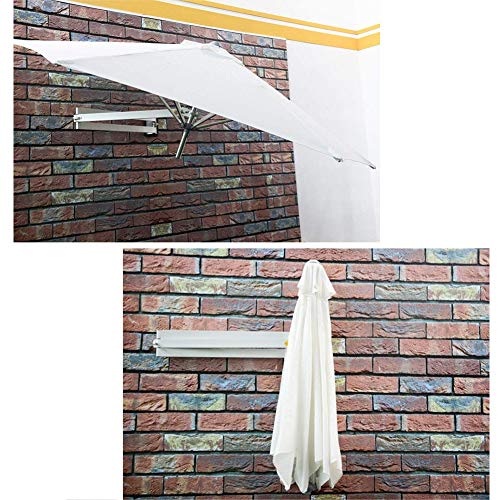 HLMBQ Large Garden Parasol 2.2m/7.2ft Round Wall Mount Patio Umbrella,Cantilever Parasol Aluminium Frame Polyester Canopy Sunshade Protection Folding Tilting