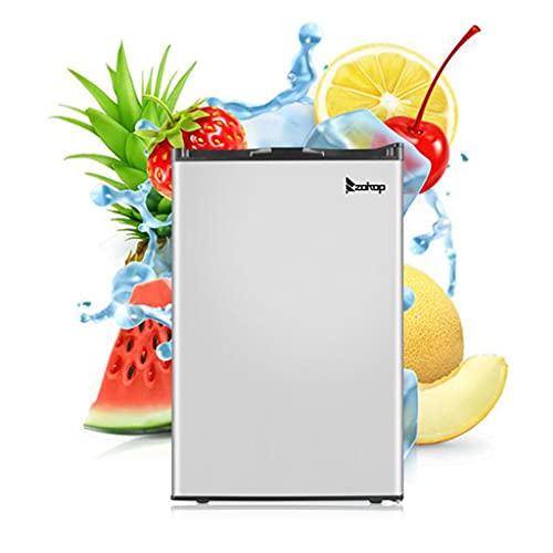 ZOKOP Compact Upright Freezer Mini Portable Vertical Freeze, Single Door, Reversible Stainless Steel Door, Adjustable Removable (Black, 3 Cu. Ft.)