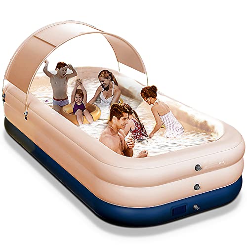 Inflatable Swimming Pool with Sun Shade，Automatic Inflatable Pool for Kids,125.19