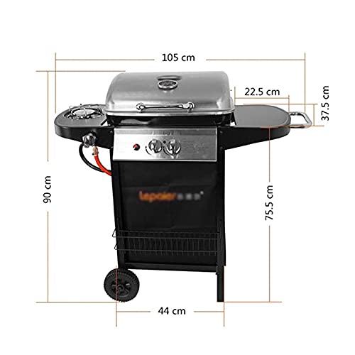 HYAN Barbecue Grill Outdoor Barbecue Grill Gas Grill Balcony Oven Gas for 3-5 People Stainless Steel Smoker BBQ for Picnic Garden Terrace Camping Travel Barbecue Shelves