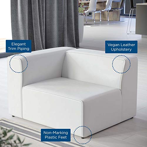 Modway Mingle Vegan Leather Sectional Sofa Left-Arm Chair, White