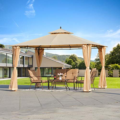 MELLCOM 10x12 FT Canopy Gazebo Outdoor Gazebo Steel Frame with Vented Soft Top for Backyard,Patio,Party,Event