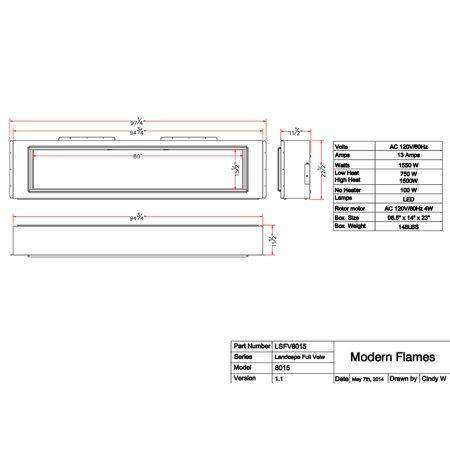 Modern Flames 80 Inch Landscape Full View 2 Series Electric Fireplace New