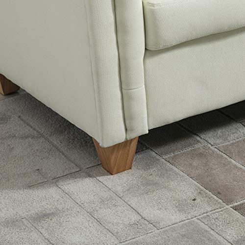 HOMCOM 2-Seater Oversize Loveseat Linen Fabric Sofa Couch 72.8 Inches with Rubberwood Legs & Rolled Arms for Living Room, White