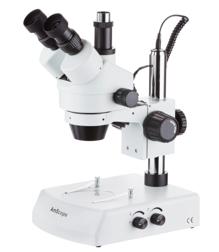 Amscope SM-2T-3M 7X - 45X Trinocular Stereo Zoom Microscope with Dual Halogen Lights and 3MP Camera New