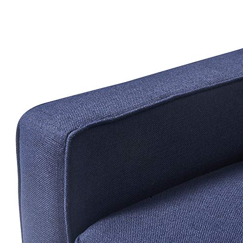 Serta Harmon Square Arm Reversible Sectional Sofa Living Room, Modern L-Shaped 3 Seat Fabric Couch, Dark Blue
