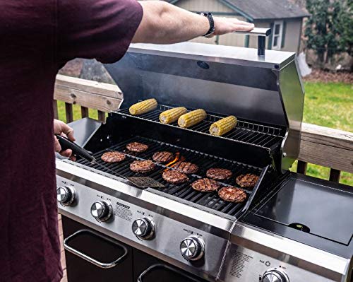 Monument Grills 13478 4-Burner Propane Gas Grill in Black with LED Controls and Side Burner