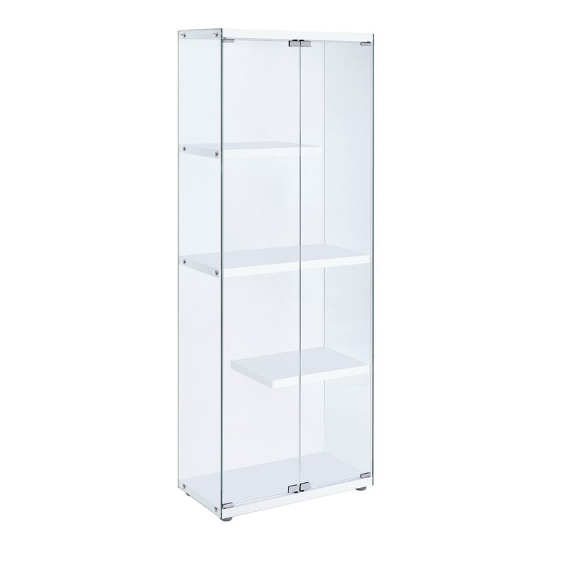 Picket House Furnishings Maxwell Tempered Glass Display Cabinet in Clear