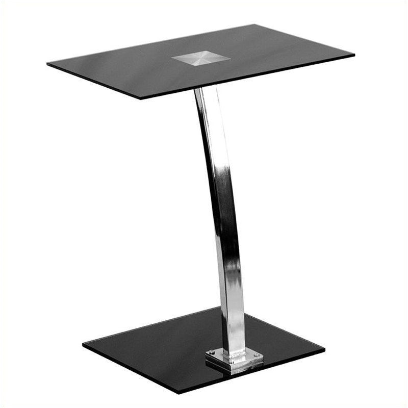 Computer Desk with Black Tempered Glass Top in Black