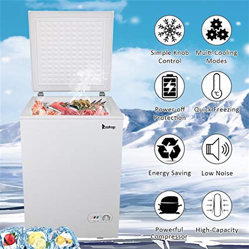 TOPPLAN FURNITUR BD-100 AC115V/60Hz 100L/3.5CU.FT Single Door Horizontal Freezer White Practical