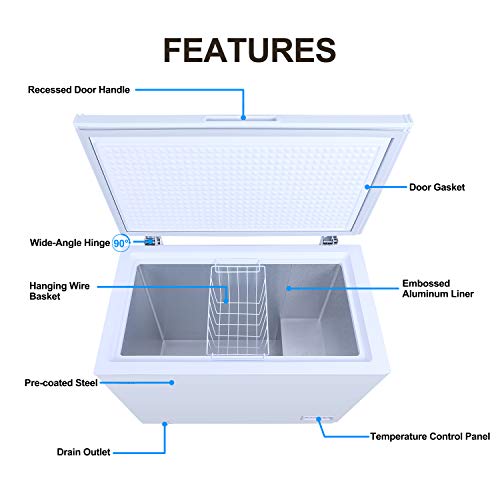 Galanz GLF50CWED01 Manual Defrost Chest Freezer, Mechanical Temperature Control, White, 5.0 Cu Ft