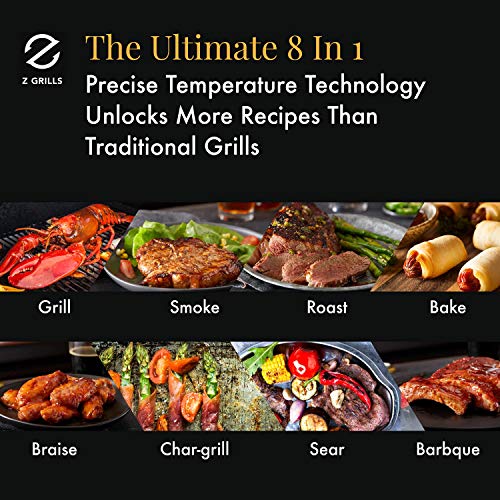 Z GRILLS ZPG-450A 2020 Upgrade Wood Pellet Grill & Smoker 6 in 1 BBQ Grill Auto Temperature Control, 450 Sq in Bronze