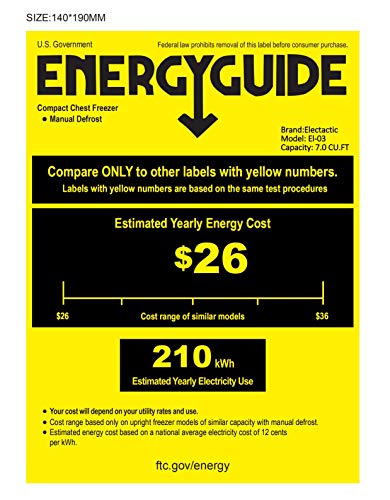 Electactic Chest Freezer 7.0 Cubic Feet Compact Freezer Black Freezer Chest with Removable Basket Free Standing Top open Door Adjustable Temperature Perfect for Home Dorm, Office,Bar,Basement,Kitchen