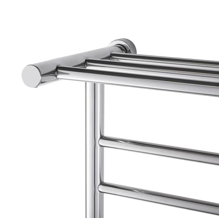 WarmlyYours TW-SUM08PS-HP 8 Bar and 3-Bar Heated Shelf Dual Connection Towel Warmer Polished Steel New