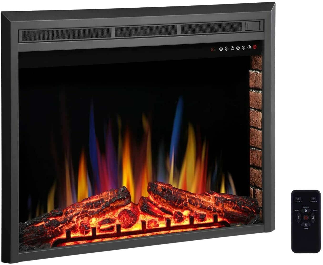RW Flame 936A 750W-1500W 36 Inch Recessed Freestanding Electric Fireplace Insert With Remote Black New