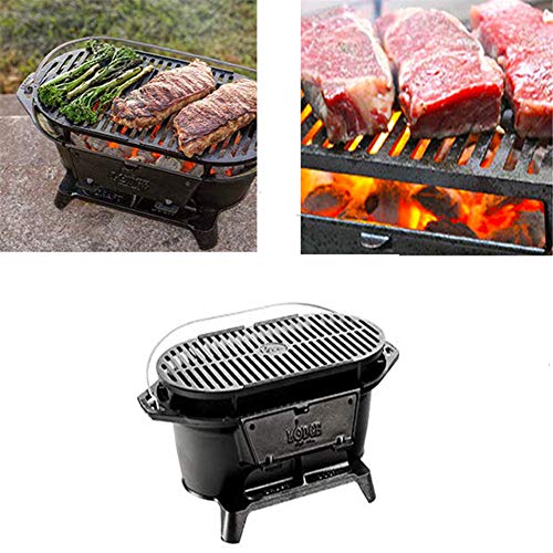 Cast Iron Sportsman's Grill, Heavy-Duty Park-Style Large Charcoal Style Grill, Suitable for Camping Picnic Fishing Hiking Garden