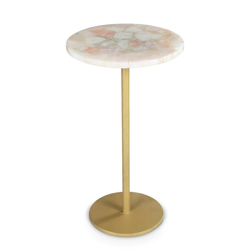 Rosie Round Agate Top and Brass Metal Base Chairside Table