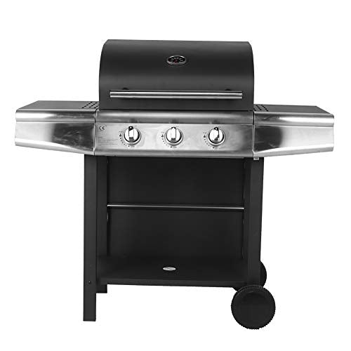 Estink Gas Grill, Stainless Steel LPG Gas Grill Easy Clean BBQ Machine Grilling Tools with Two Side Tables for Food Preparation Suitable for Home Restaurant Use