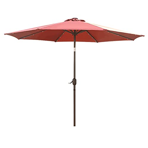 HRD Solar Patio Umbrella Garden Parasol Umbrella with Push Button Tilt and Crank Waterproof Polyester Fabric Aluminum Alloy Pole for Deck Beach Restaurants Ø2.7m/8.85ft