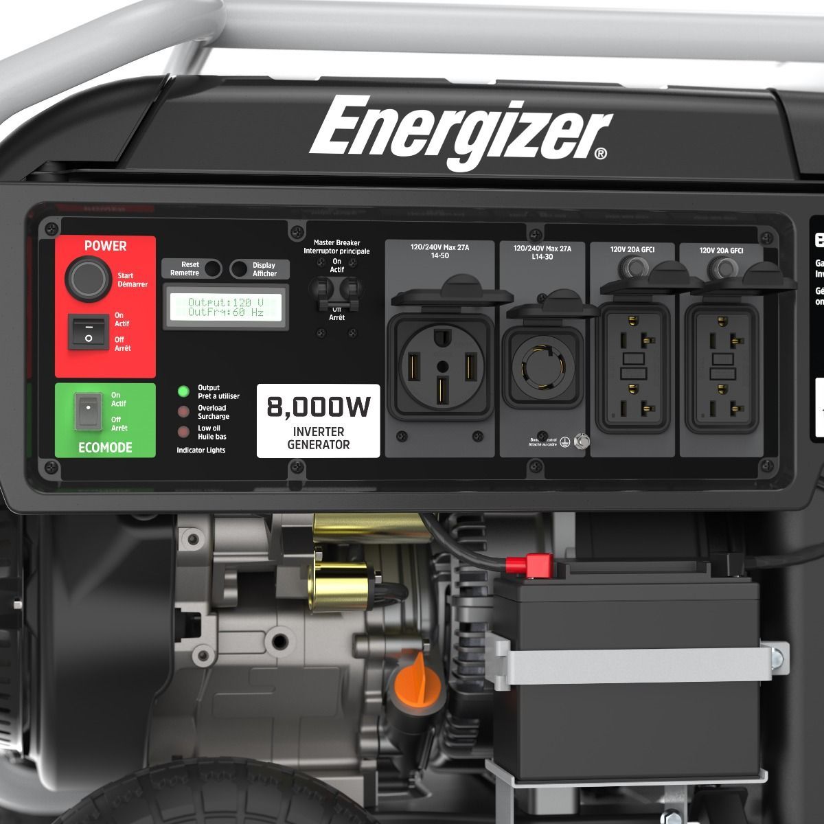 Energizer eZV8000 6500W/8000W Gas Powered Electric Start Inverter Generator New