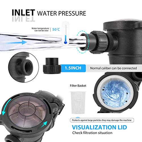 VIVOHOME Professional Automatic Pool Vacuum Cleaner with 1.0 HP Swimming Pool PUM