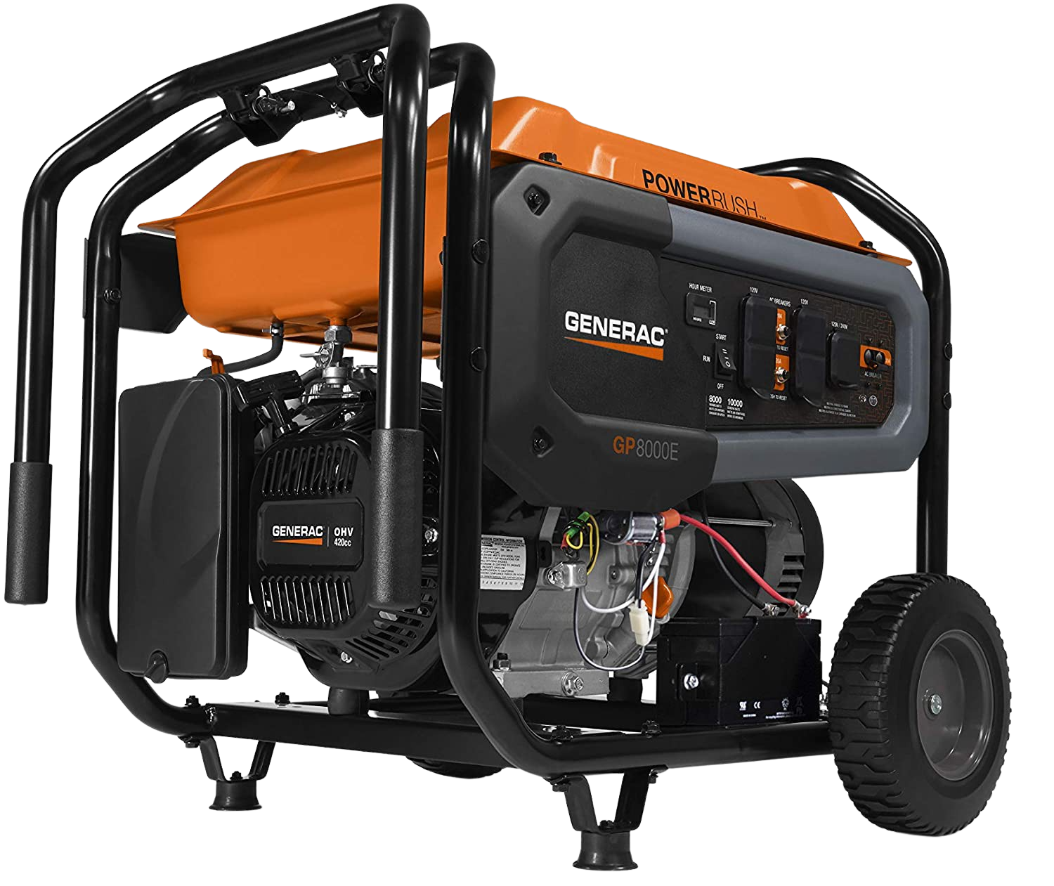 Generac 7686 GP8000E 8000W/10000W Electric Start PowerRush Gas Generator Open Box